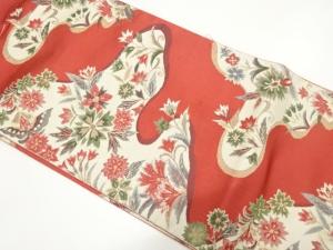 未使用品　草花模様織り出し　名古屋帯